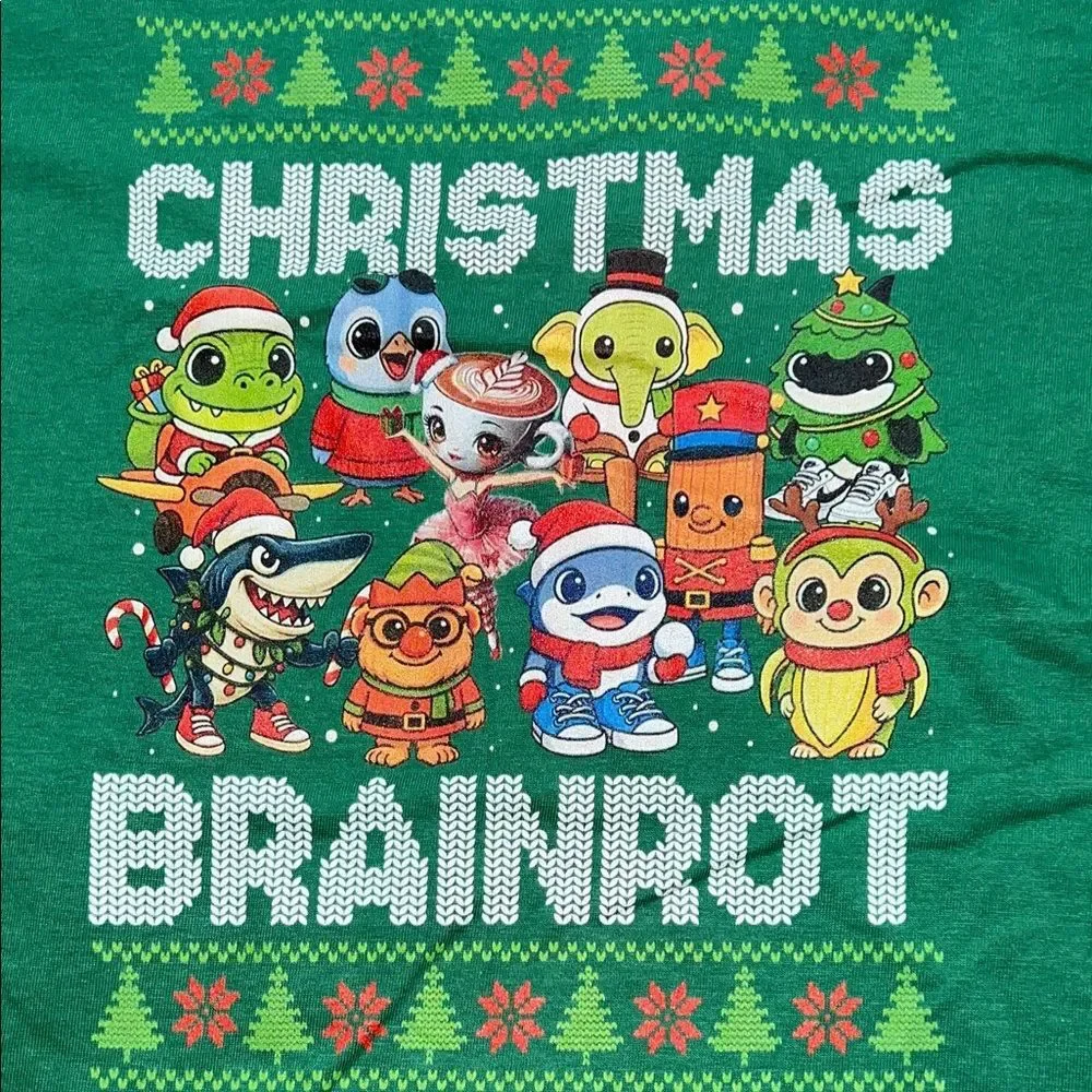 Christmas Brainrot Green T-Shirt (Youth M : 9/10)
